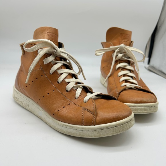 Adidas Stan Smith Tan Leather High Top Sneakers Mens Size 5.5